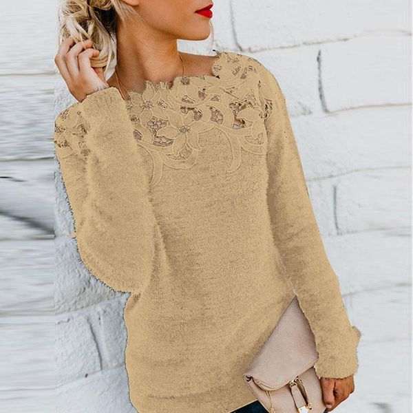 women's t-shirt ladies lace sweater solid for women warm casual long sleeves woolen velvet loose fit dating d88, White
women's t-shirt ladies lace sweater solid for women warm casual long sleeves woolen velvet loose fit dating d88, White