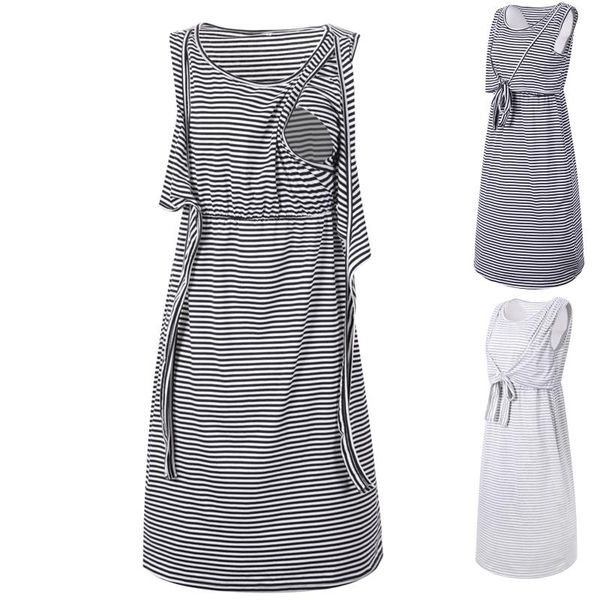 maternity dresses summer casual pregnant women sleeveless breastfeeding striped nursing dress pregnancy clothes robe femme, White
maternity dresses summer casual pregnant women sleeveless breastfeeding striped nursing dress pregnancy clothes robe femme, White