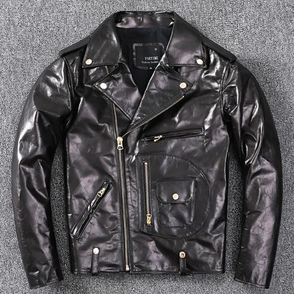 men's leather & faux j-24 classical 0.9mm hard crystal tanned sheepskin vintage motorcycle jacket men spring genuine coat, Black
men's leather & faux j-24 classical 0.9mm hard crystal tanned sheepskin vintage motorcycle jacket men spring genuine coat, Black