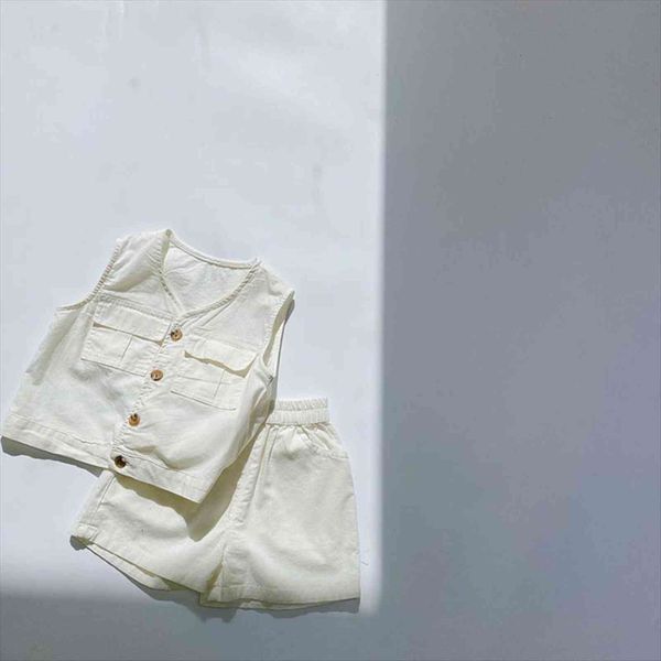 summer kids suit fashion casual cotton and linen breathable vest children set, White
summer kids suit fashion casual cotton and linen breathable vest children set, White