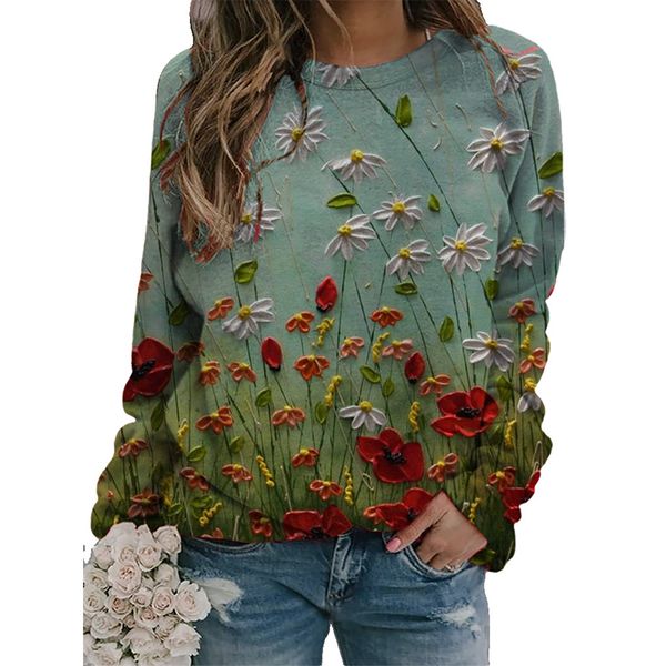 grass pattern ladies fashion 3d printing short slim t-shirt autumn long sleeve round neck basic casual, White
grass pattern ladies fashion 3d printing short slim t-shirt autumn long sleeve round neck basic casual, White