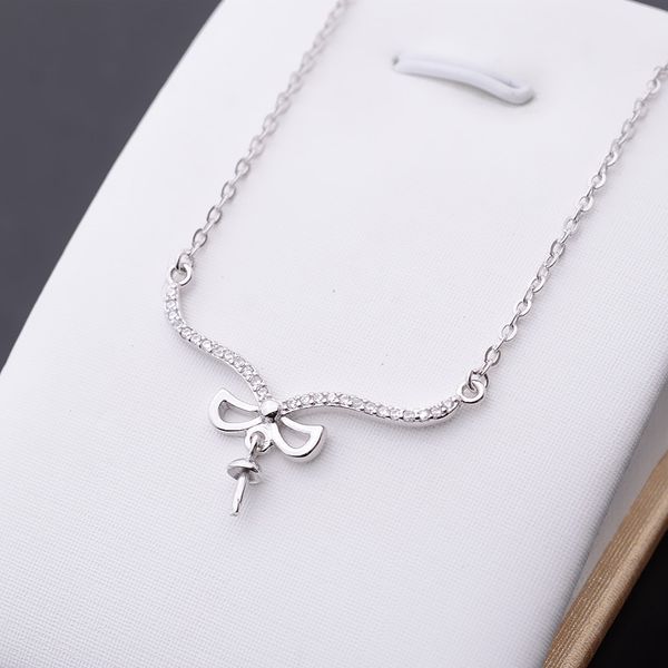 s925 silver pendant bow necklace female silver cover pendant clavicle chain diy pearl accessories semi-finished 281
s925 silver pendant bow necklace female silver cover pendant clavicle chain diy pearl accessories semi-finished 281