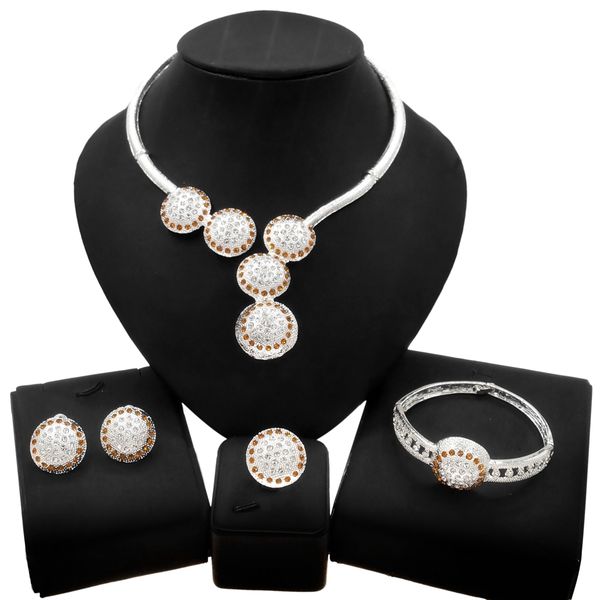 yulaili new round shape collars necklace jewelry set women fashion exquisite crystal design silver spot 4-piece jewellery sets hs21080716, Black
yulaili new round shape collars necklace jewelry set women fashion exquisite crystal design silver spot 4-piece jewellery sets hs21080716, Black