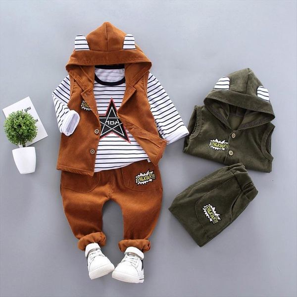 3pcs autumn baby clothing suit kids boy handsome corduroy cartoon striped pentagram spring winter sets of childrens outfits, White
3pcs autumn baby clothing suit kids boy handsome corduroy cartoon striped pentagram spring winter sets of childrens outfits, White