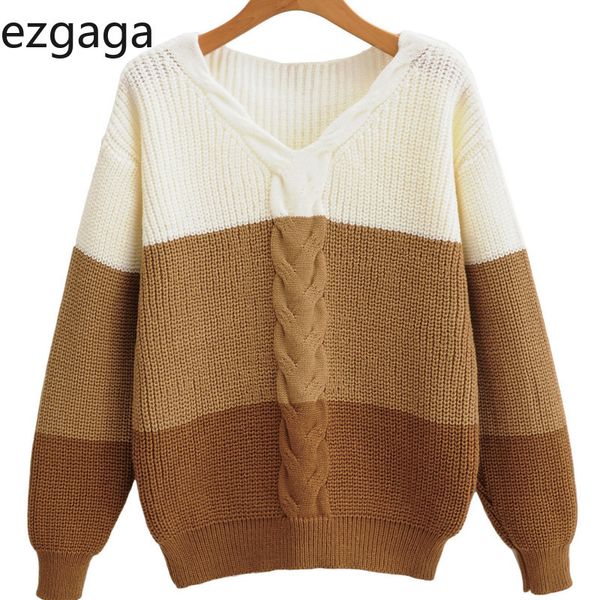 ezgaga sweaters women autumn v-neck long sleeve loose all-match warm fashion ladies pullover colorblock casual 210430, White;black
ezgaga sweaters women autumn v-neck long sleeve loose all-match warm fashion ladies pullover colorblock casual 210430, White;black