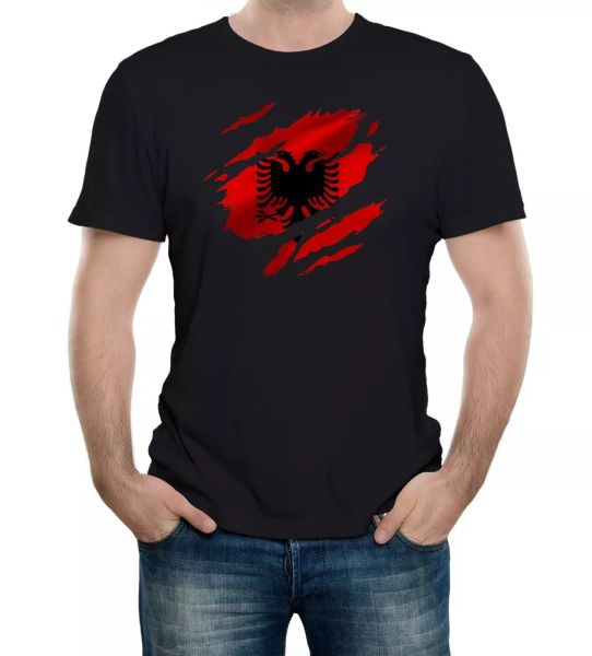 torn albania flag men's t-shirt albanian tirana country national football, White;black
torn albania flag men's t-shirt albanian tirana country national football, White;black