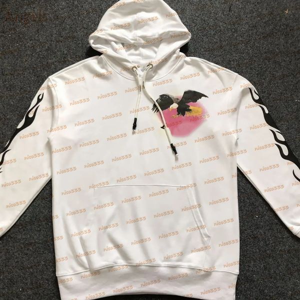 21ss classic hoodies eagle logo letter printing cotton hooded sweater mens and womens black white size s-2xl