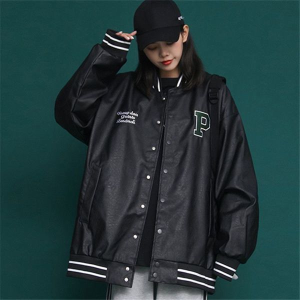 women's jackets men's and women's baseball clothes, korean spring autumn leather illuminated street jackets, 2021, Black;brown
women's jackets men's and women's baseball clothes, korean spring autumn leather illuminated street jackets, 2021, Black;brown