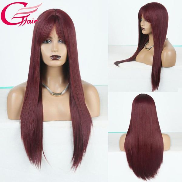 synthetic wigs gthair wig cosplay red wine straight middle part heat resistant fiber hair none lace with bang, Black 
synthetic wigs gthair wig cosplay red wine straight middle part heat resistant fiber hair none lace with bang, Black