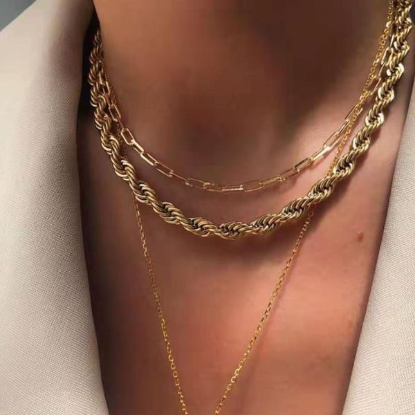 chokers 2021 vintage punk gold color twisted necklace for women big thick chain chunky choker statement party jewelry, Golden;silver
chokers 2021 vintage punk gold color twisted necklace for women big thick chain chunky choker statement party jewelry, Golden;silver