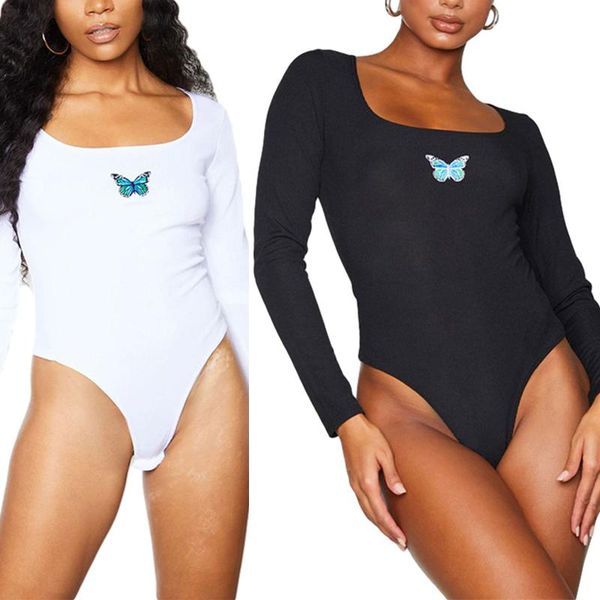 women's basic scoop neck bodysuit casual long sleeve butterfly print rib knit one-piece leotard jumpsuits & rompers, Black;white
women's basic scoop neck bodysuit casual long sleeve butterfly print rib knit one-piece leotard jumpsuits & rompers, Black;white