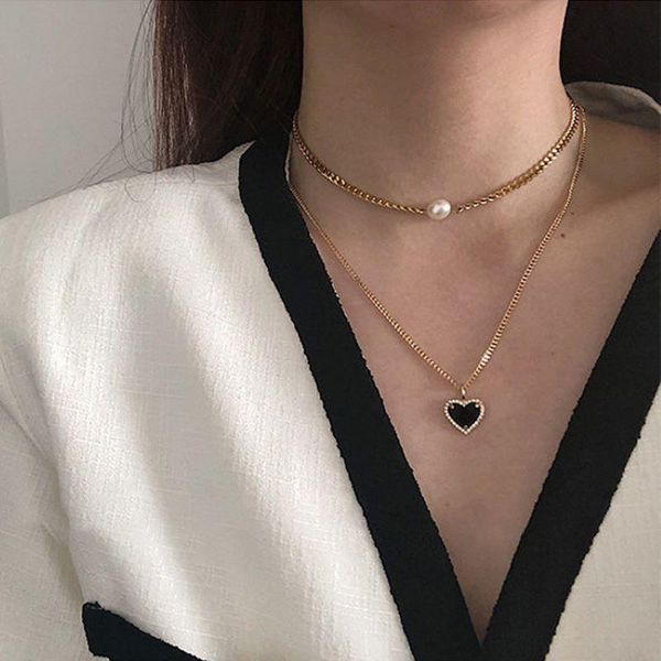 chains fashion tiny black heart necklace for women double layer chain shape pendant gift bohemian choker, Silver
chains fashion tiny black heart necklace for women double layer chain shape pendant gift bohemian choker, Silver