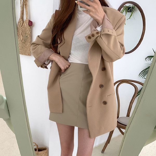women's wool & blends elegant female double breasted solid winter coats loose work wear long blazer jackets 1exe, Black
women's wool & blends elegant female double breasted solid winter coats loose work wear long blazer jackets 1exe, Black