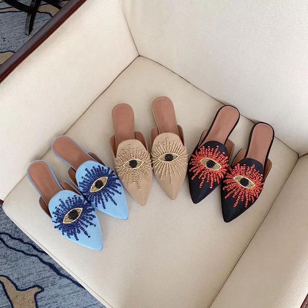 string bead mules women eye shape embroidery decor silk slippers flat sliddes for 2021 designer female shoes, Black
string bead mules women eye shape embroidery decor silk slippers flat sliddes for 2021 designer female shoes, Black
