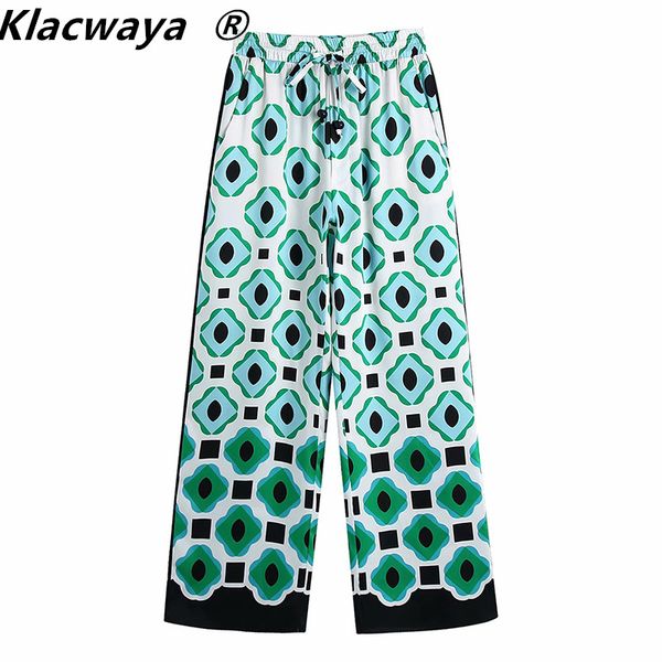 women chic fashion geometric print wide leg pants vintage high waist drawstring female ankle trousers mujer 210521, Black;white
women chic fashion geometric print wide leg pants vintage high waist drawstring female ankle trousers mujer 210521, Black;white