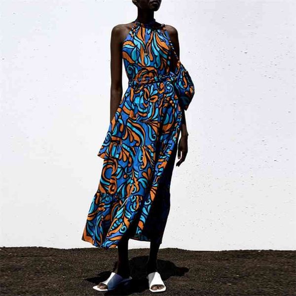 women summer za vintage print dress sleeveless halter sashes bow tie female elegant fashion street dresses clothes vestidos 210513, White
women summer za vintage print dress sleeveless halter sashes bow tie female elegant fashion street dresses clothes vestidos 210513, White