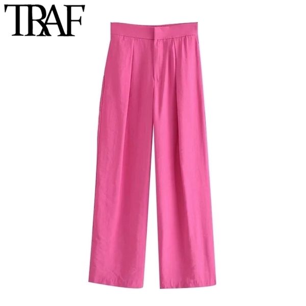 traf women chic fashion side pockets wide leg pants vintage high waist zipper fly female trousers mujer 211115, Black;white
traf women chic fashion side pockets wide leg pants vintage high waist zipper fly female trousers mujer 211115, Black;white
