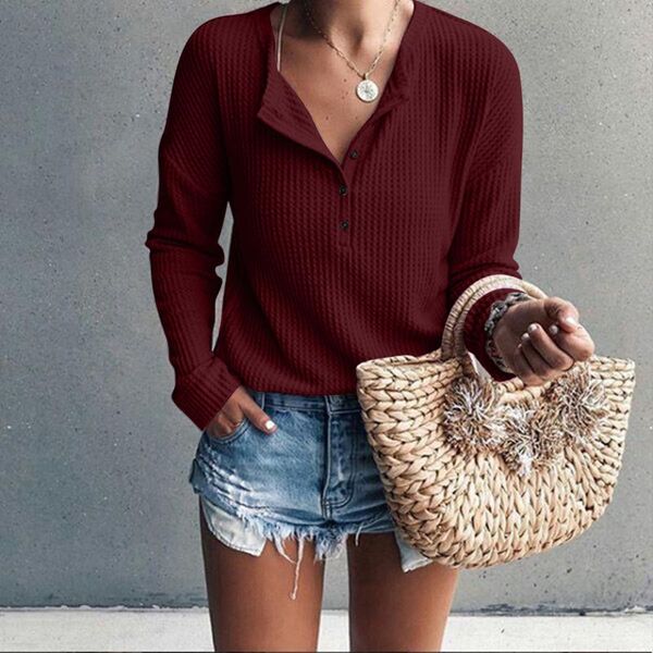 women's blouses & shirts knit tunic fashion loose long sleeve button up v neck ladies streetwear clouthing blusas mujer, White
women's blouses & shirts knit tunic fashion loose long sleeve button up v neck ladies streetwear clouthing blusas mujer, White