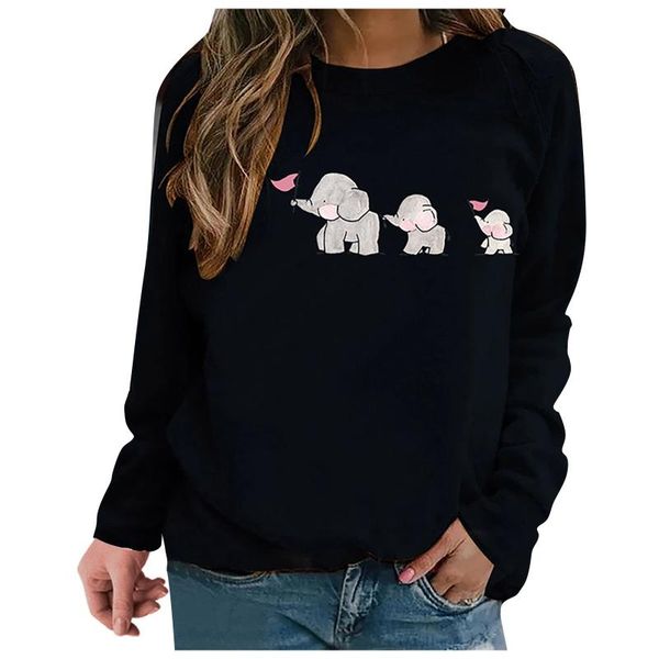 women's t-shirt ladies casual round neck fashion o-neck size elephant print long-sleeved sweatshirt multiple colors, White
women's t-shirt ladies casual round neck fashion o-neck size elephant print long-sleeved sweatshirt multiple colors, White