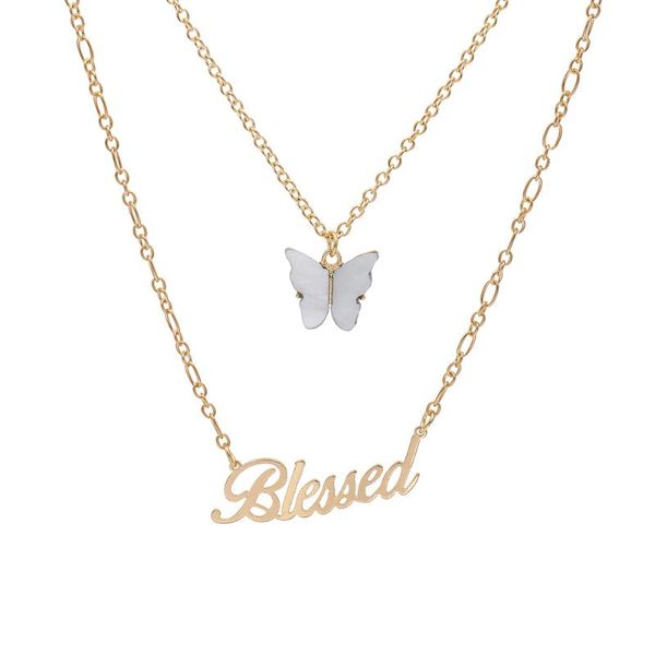 pendant necklaces wish card women's jewelry fashion butterfly multilayer alphabet necklace colored acrylic insect gift for girls, Silver
pendant necklaces wish card women's jewelry fashion butterfly multilayer alphabet necklace colored acrylic insect gift for girls, Silver