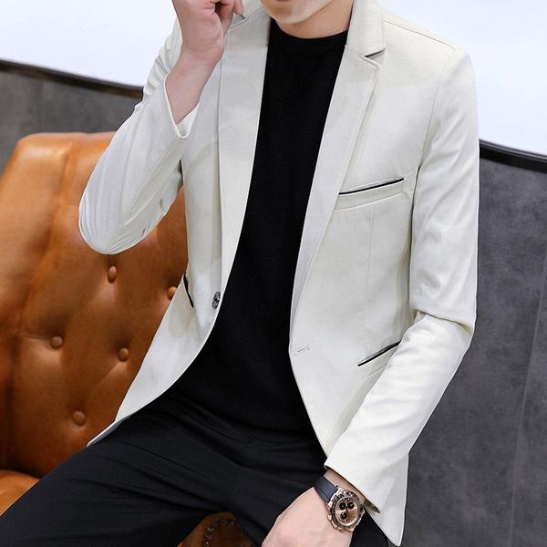 men's autumn pure color fashion casual suit youth slim single button blazer suits & blazers, White;black
men's autumn pure color fashion casual suit youth slim single button blazer suits & blazers, White;black