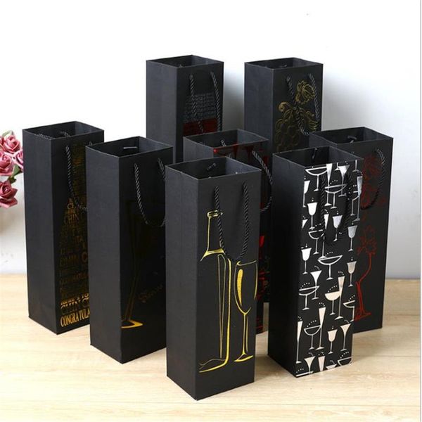 gift wrap black paper wine bags fsetival party box -stamping bottle oil champagne packing carrier 10pcs
gift wrap black paper wine bags fsetival party box -stamping bottle oil champagne packing carrier 10pcs