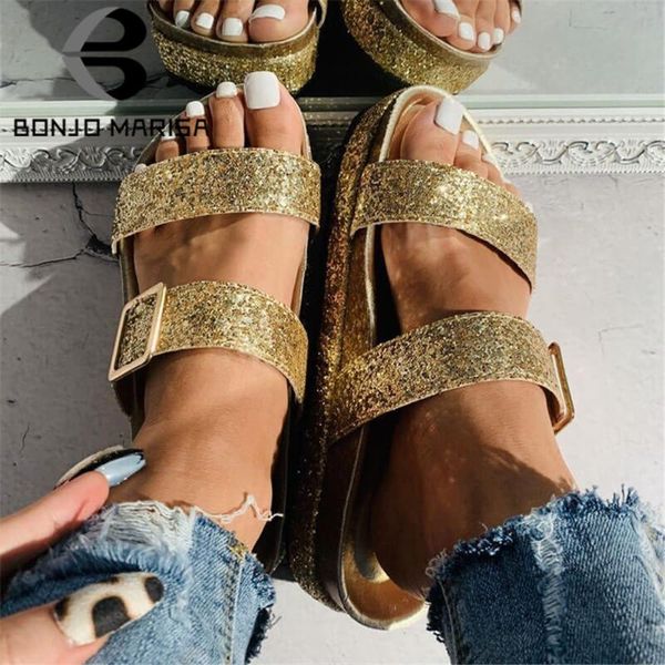 slippers bonjomarisa female bling golden summer open toe buckle slip on platform women solid shoes woman, Black
slippers bonjomarisa female bling golden summer open toe buckle slip on platform women solid shoes woman, Black