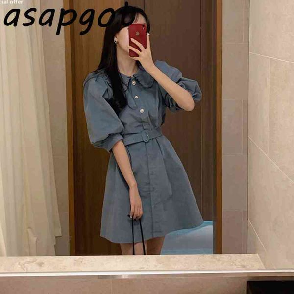 temperament korean chic vintage single-breasted puff short sleeve peter pan collar dress women mini belt vestido de mujer casual 210429, Black;gray
temperament korean chic vintage single-breasted puff short sleeve peter pan collar dress women mini belt vestido de mujer casual 210429, Black;gray