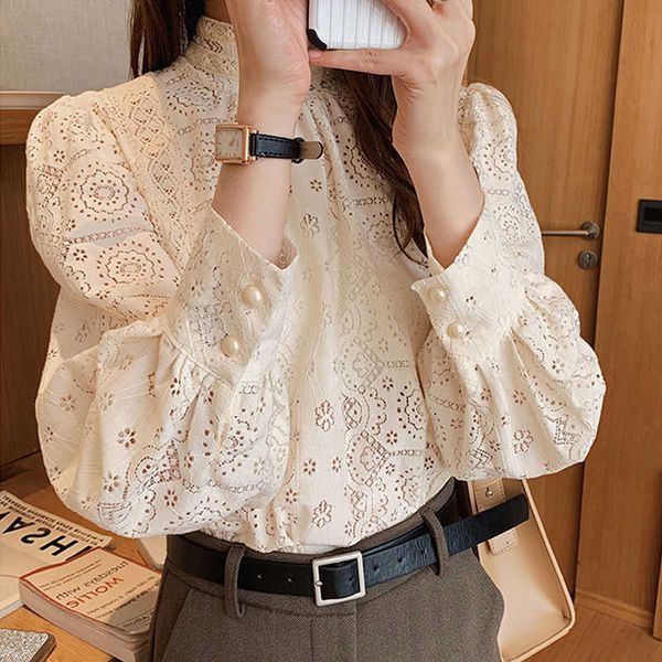 arrival ladies lace shirt hook flower long sleeve loose stand collar blouse shirt fashion crochet 210601, White
arrival ladies lace shirt hook flower long sleeve loose stand collar blouse shirt fashion crochet 210601, White