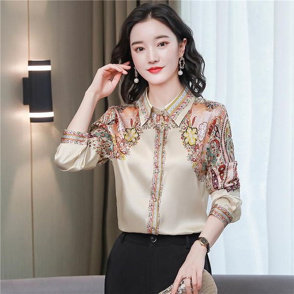 women's blouses & shirts women spring vintage floral silk korean elegant office wear button up shirt ladies retro beige black xxxl, White
women's blouses & shirts women spring vintage floral silk korean elegant office wear button up shirt ladies retro beige black xxxl, White