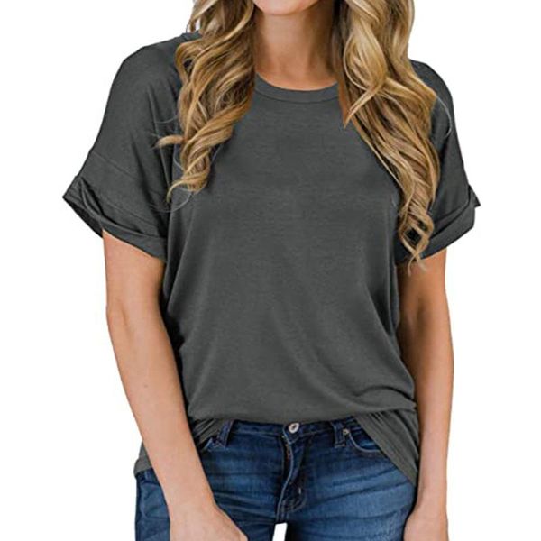 women's t-shirt loose curled short-sleeved women o-neck solid thin european american casual simple woman 2021, White
women's t-shirt loose curled short-sleeved women o-neck solid thin european american casual simple woman 2021, White