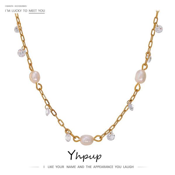 pendant necklaces yhpup 316l stainless steel chain necklace trendy natural pearl cubic zirconia collar for women wedding gift 2021, Silver
pendant necklaces yhpup 316l stainless steel chain necklace trendy natural pearl cubic zirconia collar for women wedding gift 2021, Silver