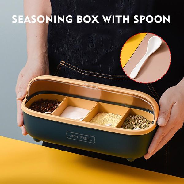 storage bottles & jars household flavoring box with spoon kitchen four compartment sugar monosodium glutamate seasoning organizer
storage bottles & jars household flavoring box with spoon kitchen four compartment sugar monosodium glutamate seasoning organizer