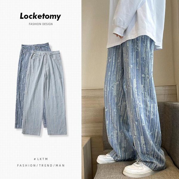 men's jeans autumn loose wide-leg male ins port fashion brand broken hole drape mopping trousers, Blue
men's jeans autumn loose wide-leg male ins port fashion brand broken hole drape mopping trousers, Blue