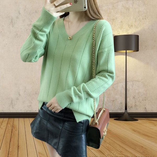 women's sweaters autumn sweater short v neck loose knitted pullover female long sleeve thickening warm basic knitwear l206 52zl, White;black
women's sweaters autumn sweater short v neck loose knitted pullover female long sleeve thickening warm basic knitwear l206 52zl, White;black