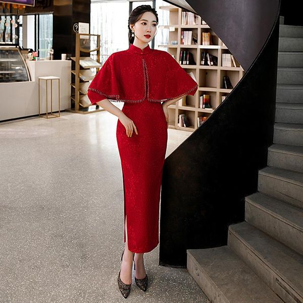 ethnic clothing red lace cheongsam female cloak mandarin collar formal party dress gown vintage button qipao elegant high split vestido
ethnic clothing red lace cheongsam female cloak mandarin collar formal party dress gown vintage button qipao elegant high split vestido