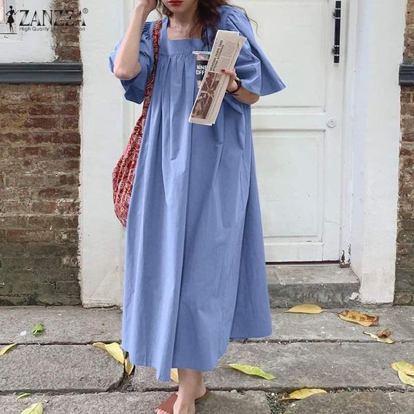 party dresses fashion women solid sundress casual square neck dress 2021 zanzea short sleeve midi vestidos female pleated beach robe oversiz, White;black
party dresses fashion women solid sundress casual square neck dress 2021 zanzea short sleeve midi vestidos female pleated beach robe oversiz, White;black