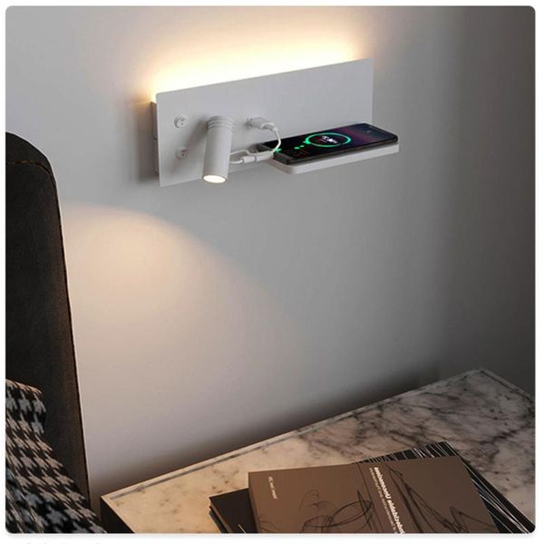wall lamp modern black white rotatable led bedroom bedside reading creative wireless charging usb port
wall lamp modern black white rotatable led bedroom bedside reading creative wireless charging usb port