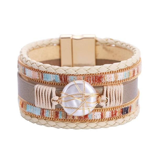 bangle bohemian multilayer hand-woven bracelet pu ethnic pearl piece magnetic clasp women gift party wedding jewelry accessories, Black
bangle bohemian multilayer hand-woven bracelet pu ethnic pearl piece magnetic clasp women gift party wedding jewelry accessories, Black