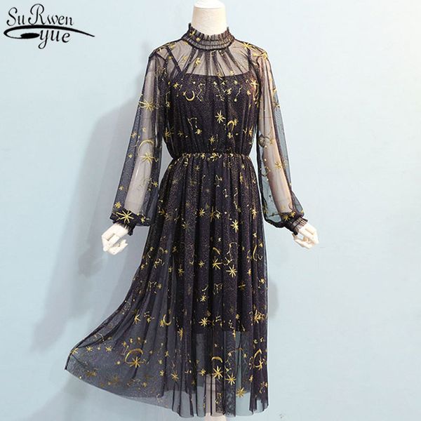 star moon embroidery dress women printing mesh puff sleeve long gray beige navy stand collar midi party 12992 210427, Black;gray
star moon embroidery dress women printing mesh puff sleeve long gray beige navy stand collar midi party 12992 210427, Black;gray