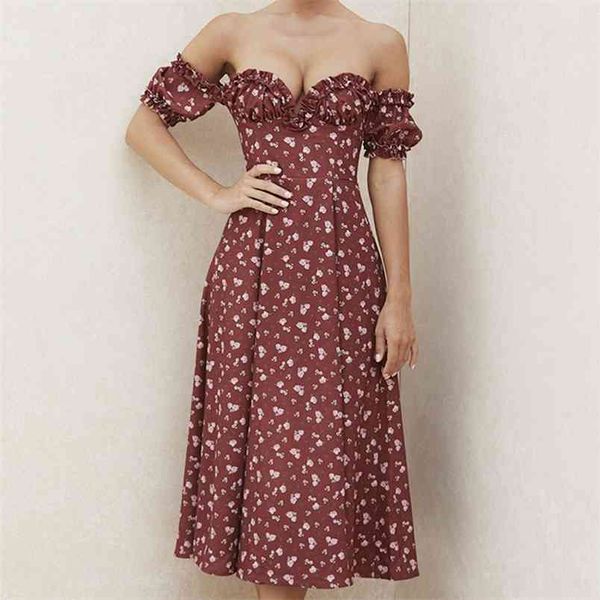 women wine floral midi dress summer off shoulder ruffles strapless side split long print a-line dresses lady beach vestidos 210522, Black;gray
women wine floral midi dress summer off shoulder ruffles strapless side split long print a-line dresses lady beach vestidos 210522, Black;gray