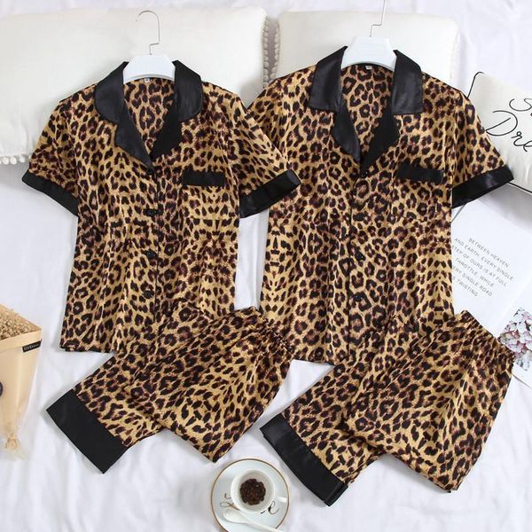 couple leopard pajamas set summer lovers men women wedding short sleeve shirt pants sleepwear satin homewear nightwear men's, Black;brown
couple leopard pajamas set summer lovers men women wedding short sleeve shirt pants sleepwear satin homewear nightwear men's, Black;brown