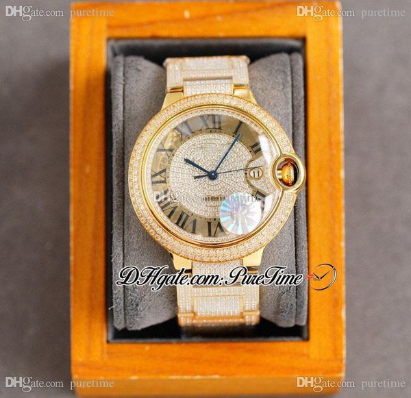 2022 full paved diamonds eta a2836 automatic mens watch yellow gold ice out diamond dial black roman markers stainless steel bracelet super, Slivery;brown
2022 full paved diamonds eta a2836 automatic mens watch yellow gold ice out diamond dial black roman markers stainless steel bracelet super, Slivery;brown