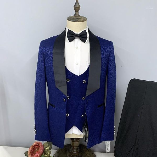 men's suits & blazers 3 pcs set jacket pants vest / 2022 fashion casual boutique business dark pattern big black collar dress coat, White;black
men's suits & blazers 3 pcs set jacket pants vest / 2022 fashion casual boutique business dark pattern big black collar dress coat, White;black