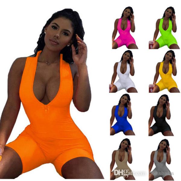women jumpsuits summer fashion short sleeve v-neck zipper bodysuit solid color slim rompers clothing, Black;white
women jumpsuits summer fashion short sleeve v-neck zipper bodysuit solid color slim rompers clothing, Black;white