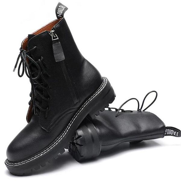 boots british style leather woman thick med heel motorcycle platform round toe fashion lace up ankle yy3, Black
boots british style leather woman thick med heel motorcycle platform round toe fashion lace up ankle yy3, Black