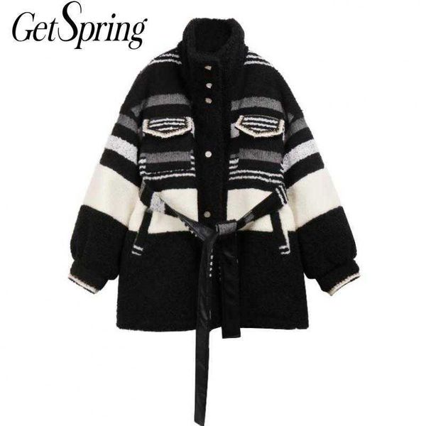 getspring women faux fur coat bandage color matching oversized vintage fashion black fake s 210601
getspring women faux fur coat bandage color matching oversized vintage fashion black fake s 210601
