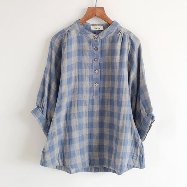 women's blouses & shirts arrival spring summer women loose casual 100% cotton plaid ladies stand collar batwing sleeve blouse, White
women's blouses & shirts arrival spring summer women loose casual 100% cotton plaid ladies stand collar batwing sleeve blouse, White