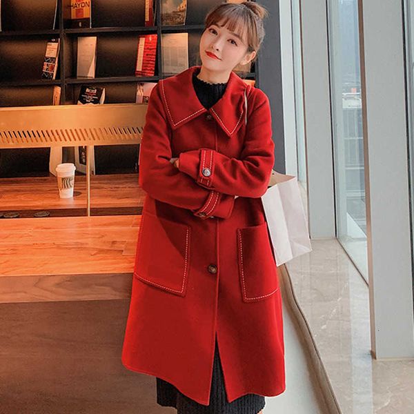 women's trench coats autumn winter women long wollen coat elegant korean style ladies kawaii big peter pan collar christmas red ja, Tan;black
women's trench coats autumn winter women long wollen coat elegant korean style ladies kawaii big peter pan collar christmas red ja, Tan;black