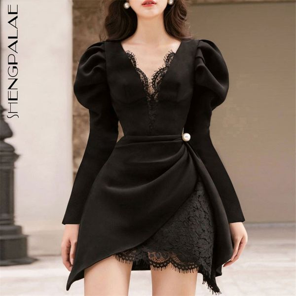 shengpllae elegant temperament black lace dress women's spring v-neck waist long puff sleeve above knee dresses 5b942 210427, Black;gray
shengpllae elegant temperament black lace dress women's spring v-neck waist long puff sleeve above knee dresses 5b942 210427, Black;gray